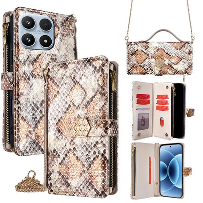 Crossbody Handle Snake Texture Leather Phone Case, For Xiaomi 17 Pro Max, For Xiaomi 17 Pro, For Xiaomi 17, For Xiaomi Civi 5 Pro 5G, For Xiaomi 15 Ultra, For Xiaomi 14T Pro 5G, For Xiaomi 14T 5G
