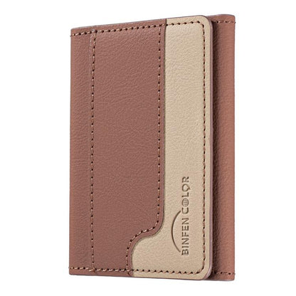 Color Matching Leather Horizontal Magnetic Wallet Card Bag Case