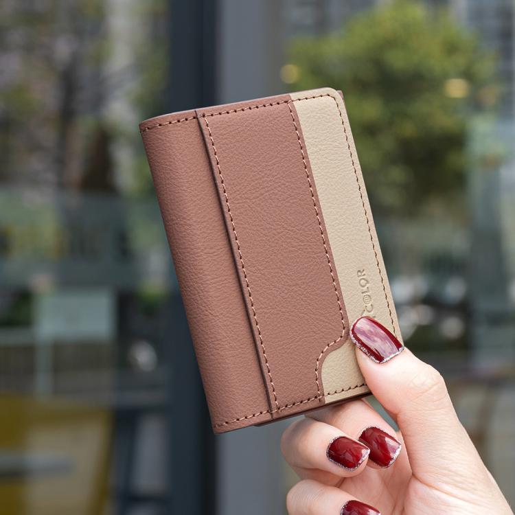 Color Matching Leather Horizontal Magnetic Wallet Card Bag Case