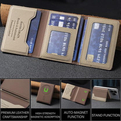 Color Matching Leather Horizontal Magnetic Wallet Card Bag Case