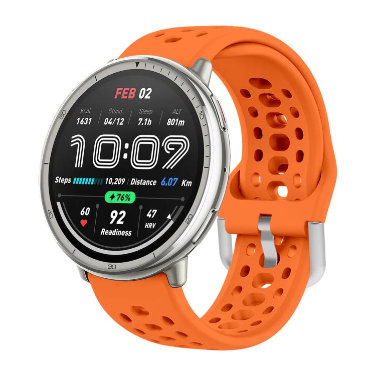 Silver Buckle Silicone Sport Watch Band, For Amazfit Active 2