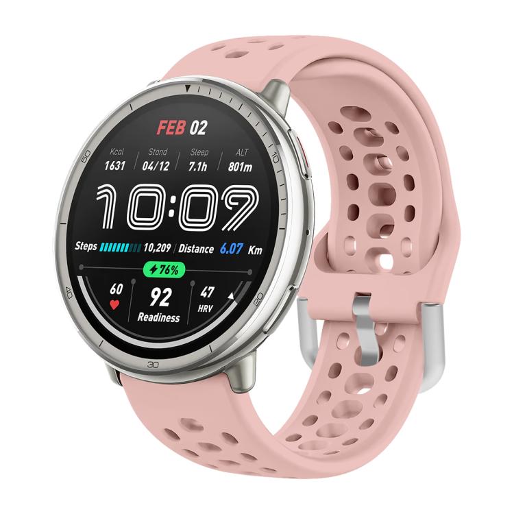 Silver Buckle Silicone Sport Watch Band, For Amazfit Active 2