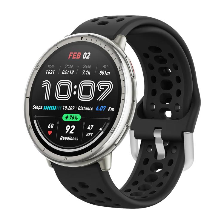 Silver Buckle Silicone Sport Watch Band, For Amazfit Active 2