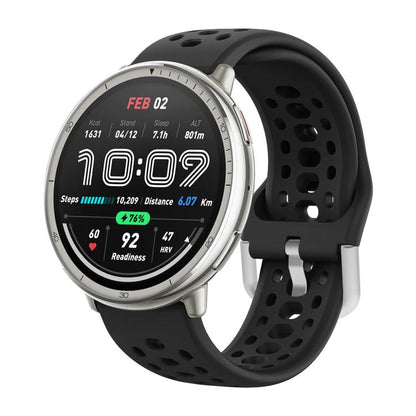 Silver Buckle Silicone Sport Watch Band, For Amazfit Active 2