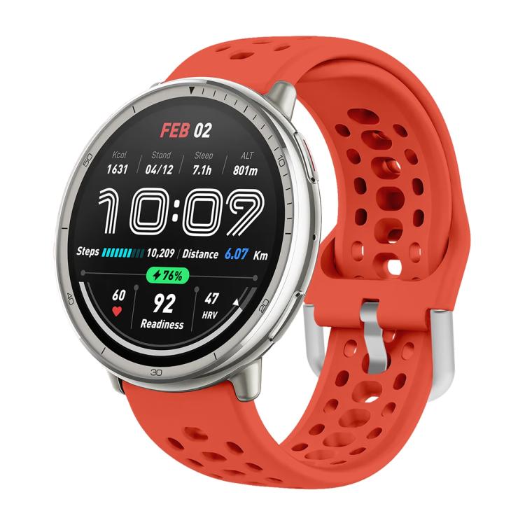 Silver Buckle Silicone Sport Watch Band, For Amazfit Active 2