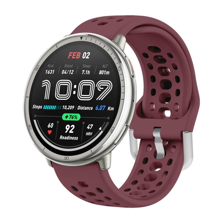 Silver Buckle Silicone Sport Watch Band, For Amazfit Active 2