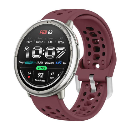 Silver Buckle Silicone Sport Watch Band, For Amazfit Active 2
