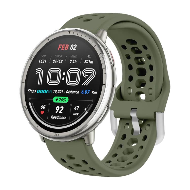Silver Buckle Silicone Sport Watch Band, For Amazfit Active 2