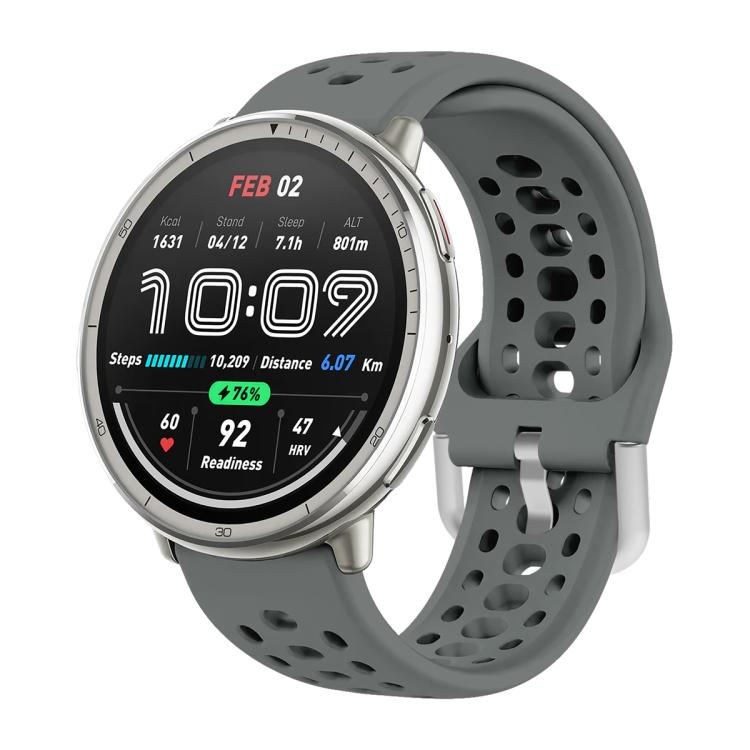 Silver Buckle Silicone Sport Watch Band, For Amazfit Active 2