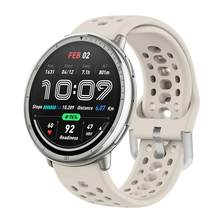 Silver Buckle Silicone Sport Watch Band, For Amazfit Active 2