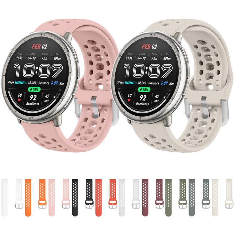 Silver Buckle Silicone Sport Watch Band, For Amazfit Active 2