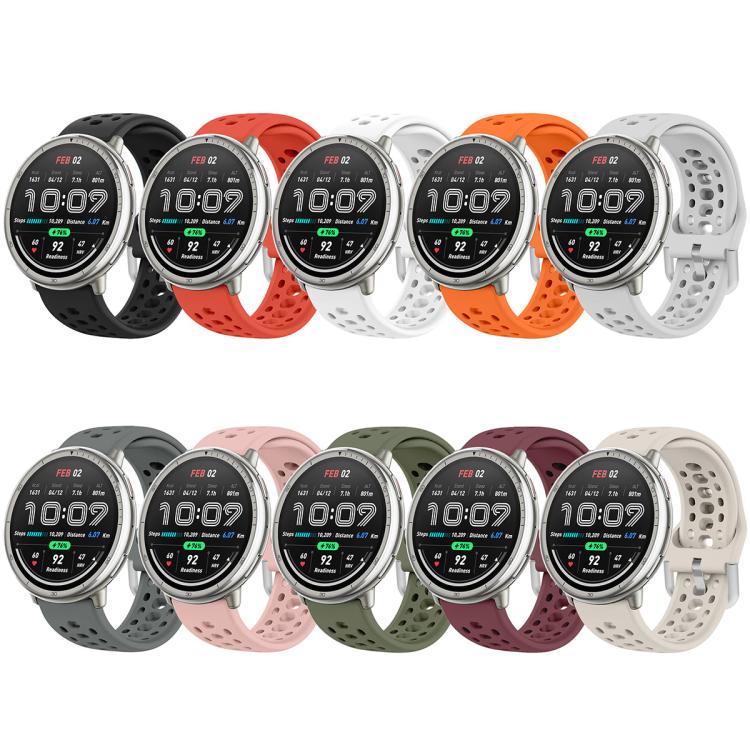 Silver Buckle Silicone Sport Watch Band, For Amazfit Active 2