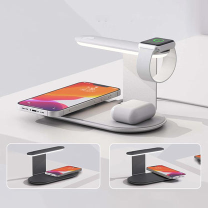 V2206 3 in 1 15W Wireless Charger with Night Light, V2206 (Black), V2206 (Silver)
