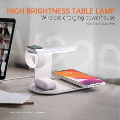 V2206 3 in 1 15W Wireless Charger with Night Light, V2206 (Black), V2206 (Silver)