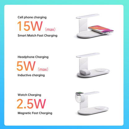 V2206 3 in 1 15W Wireless Charger with Night Light, V2206 (Black), V2206 (Silver)