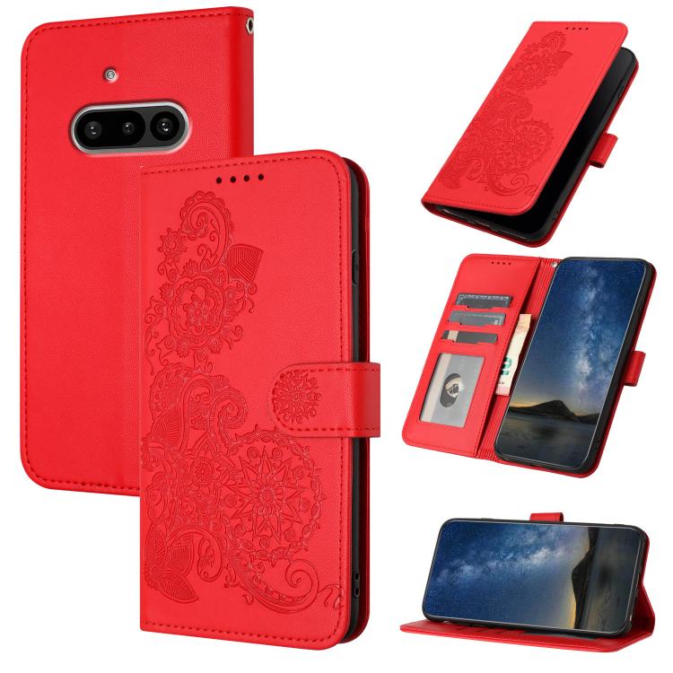Datura Flower Embossed Flip Leather Phone Case, For Nothing Phone 4a Pro, For Nothing Phone 4a, For Nothing Phone 3a, For Nothing Phone 3a Pro, For Nothing Phone 2a