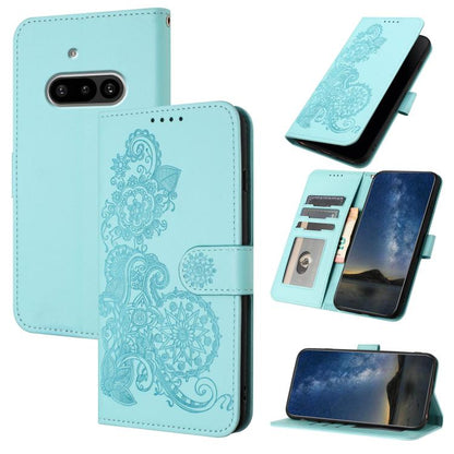 Datura Flower Embossed Flip Leather Phone Case, For Nothing Phone 4a Pro, For Nothing Phone 4a, For Nothing Phone 3a, For Nothing Phone 3a Pro, For Nothing Phone 2a