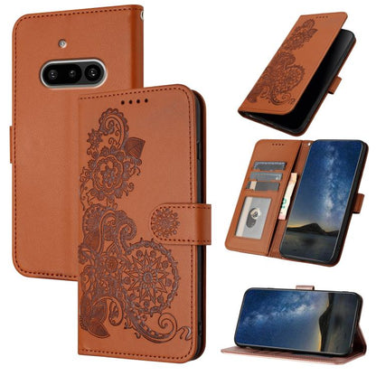 Datura Flower Embossed Flip Leather Phone Case, For Nothing Phone 4a Pro, For Nothing Phone 4a, For Nothing Phone 3a, For Nothing Phone 3a Pro, For Nothing Phone 2a