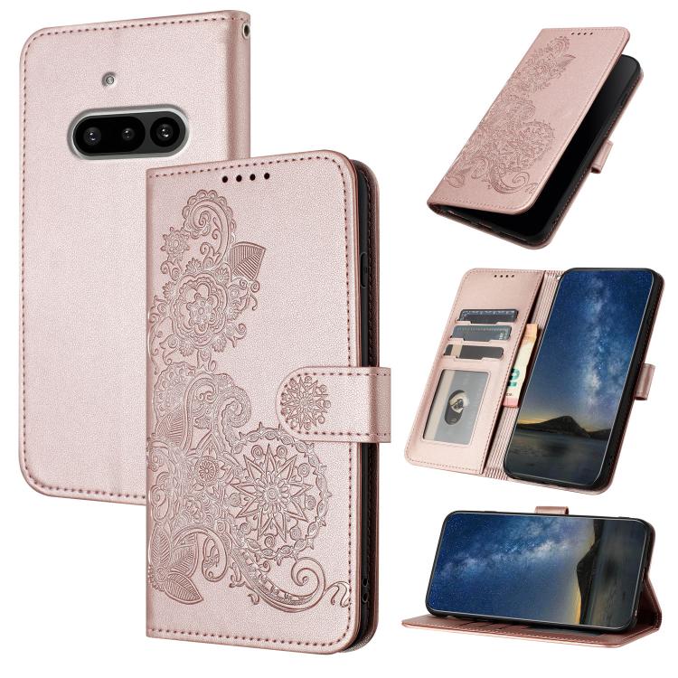 Datura Flower Embossed Flip Leather Phone Case, For Nothing Phone 4a Pro, For Nothing Phone 4a, For Nothing Phone 3a, For Nothing Phone 3a Pro, For Nothing Phone 2a