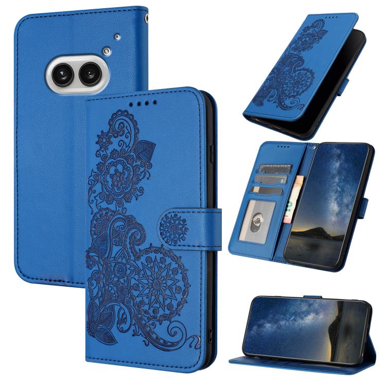 Datura Flower Embossed Flip Leather Phone Case, For Nothing Phone 4a Pro, For Nothing Phone 4a, For Nothing Phone 3a, For Nothing Phone 3a Pro, For Nothing Phone 2a