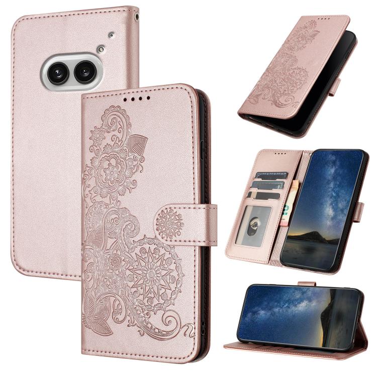 Datura Flower Embossed Flip Leather Phone Case, For Nothing Phone 4a Pro, For Nothing Phone 4a, For Nothing Phone 3a, For Nothing Phone 3a Pro, For Nothing Phone 2a