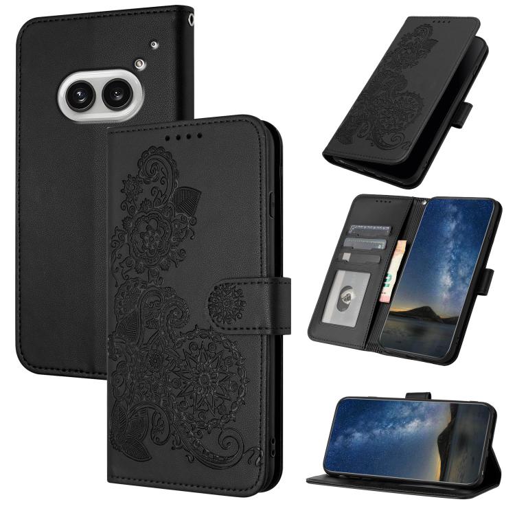 Datura Flower Embossed Flip Leather Phone Case, For Nothing Phone 4a Pro, For Nothing Phone 4a, For Nothing Phone 3a, For Nothing Phone 3a Pro, For Nothing Phone 2a
