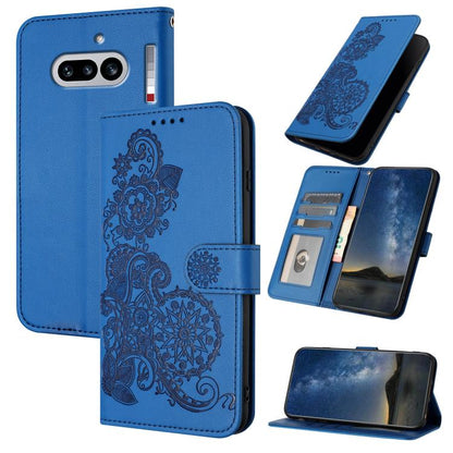 Datura Flower Embossed Flip Leather Phone Case, For Nothing Phone 4a Pro, For Nothing Phone 4a, For Nothing Phone 3a, For Nothing Phone 3a Pro, For Nothing Phone 2a