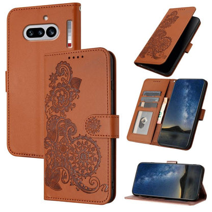 Datura Flower Embossed Flip Leather Phone Case, For Nothing Phone 4a Pro, For Nothing Phone 4a, For Nothing Phone 3a, For Nothing Phone 3a Pro, For Nothing Phone 2a
