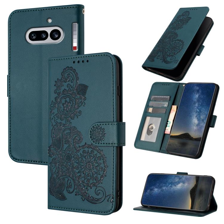 Datura Flower Embossed Flip Leather Phone Case, For Nothing Phone 4a Pro, For Nothing Phone 4a, For Nothing Phone 3a, For Nothing Phone 3a Pro, For Nothing Phone 2a