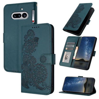 Datura Flower Embossed Flip Leather Phone Case, For Nothing Phone 4a Pro, For Nothing Phone 4a, For Nothing Phone 3a, For Nothing Phone 3a Pro, For Nothing Phone 2a