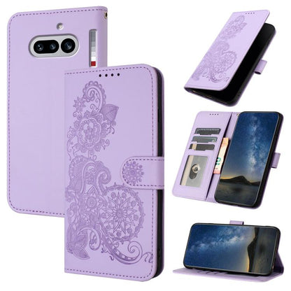 Datura Flower Embossed Flip Leather Phone Case, For Nothing Phone 4a Pro, For Nothing Phone 4a, For Nothing Phone 3a, For Nothing Phone 3a Pro, For Nothing Phone 2a