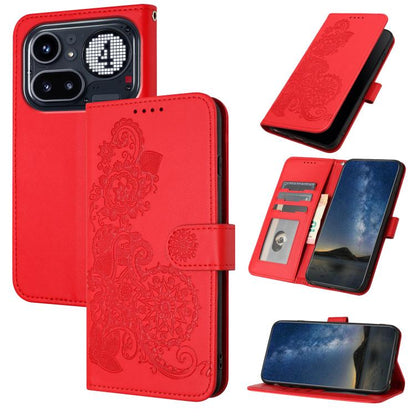 Datura Flower Embossed Flip Leather Phone Case, For Nothing Phone 4a Pro, For Nothing Phone 4a, For Nothing Phone 3a, For Nothing Phone 3a Pro, For Nothing Phone 2a