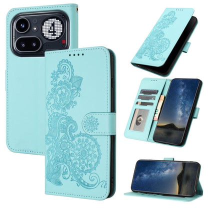Datura Flower Embossed Flip Leather Phone Case, For Nothing Phone 4a Pro, For Nothing Phone 4a, For Nothing Phone 3a, For Nothing Phone 3a Pro, For Nothing Phone 2a