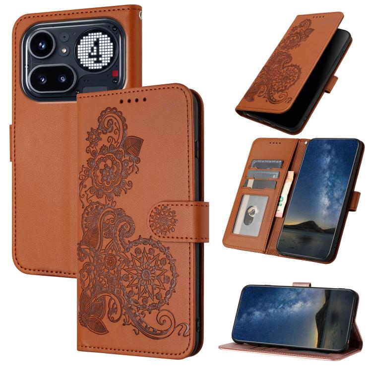 Datura Flower Embossed Flip Leather Phone Case, For Nothing Phone 4a Pro, For Nothing Phone 4a, For Nothing Phone 3a, For Nothing Phone 3a Pro, For Nothing Phone 2a