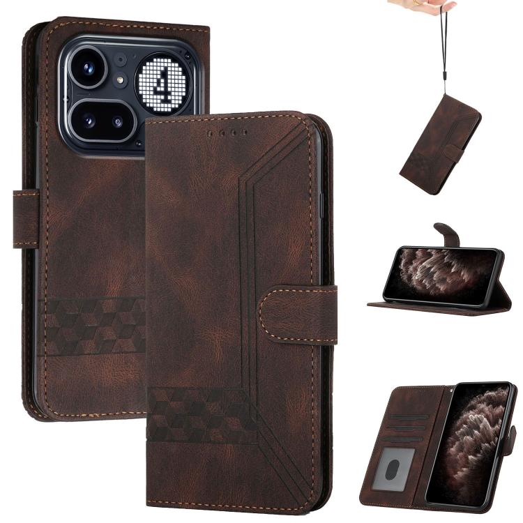 Cubic Skin Feel Flip Leather Phone Case, For Nothing Phone 4a Pro, For Nothing Phone 4a, For Nothing Phone 3a, For Nothing Phone 3a Pro, For Nothing Phone 2a