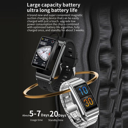 K80 1.57 inch Steel Band IP67 Earphone Detachable Smart Watch, Support Bluetooth Call, Steel Band (Black), Steel Band (Silver), Steel Band (Gold)