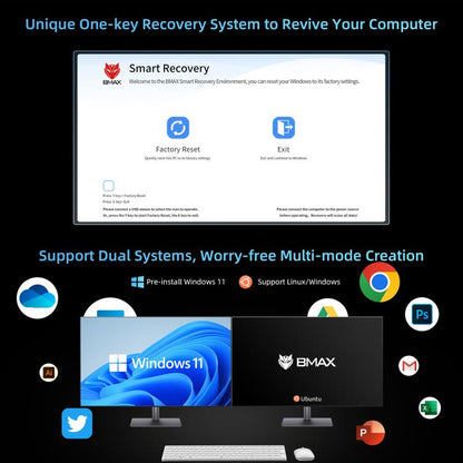 BMAX B9 Plus Windows 11 Mini PC, Intel Core i5-1250P, Support 3 Monitors Output