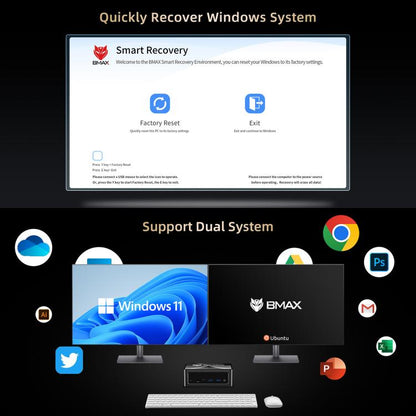 BMAX B5A Pro Windows 11 Mini PC, AMD Ryzen 7 CPU, Support 3 Monitors Output