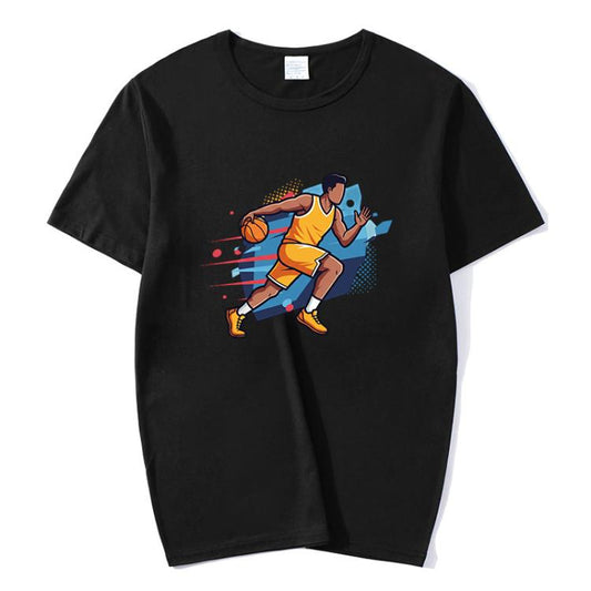 T-shirt à manches courtes en modal, col rond, imprimé joueur de basket-ball. Impression à la demande. Tailles&nbsp;: S, M, L, XL, XXL, XXXL, XXXXL, XXXXXL