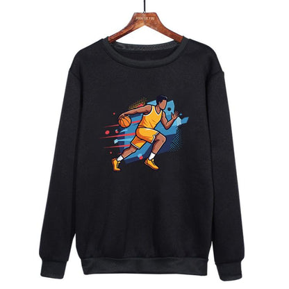 Basketball Player Printed Casual Loose Round Neck Sweatshirt Print On Your Demand, XS, S, M, L, XL, XXL, XXXL