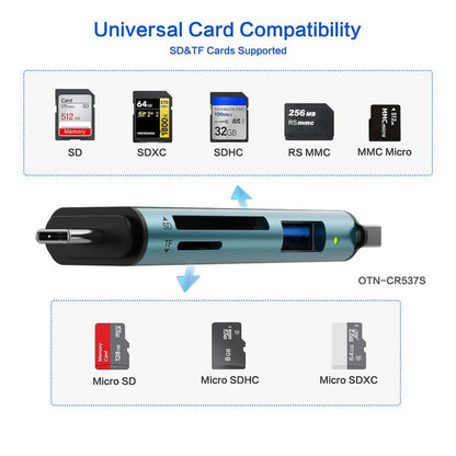 Onten OTN-CR537S 5 in 1 Type-C to USB with Micro SD/TF Card Reader, OTN-CR537S