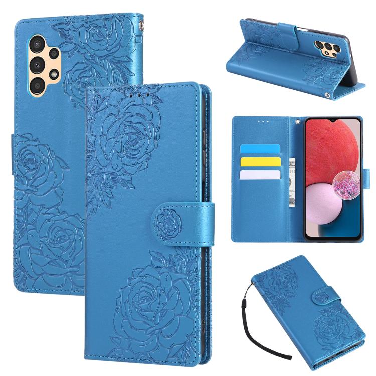 Rose Flower Embossed 3-Card Slots Leather Phone Case, For Samsung Galaxy A73 5G, For Samsung Galaxy A33 5G, For Samsung Galaxy A13 4G / 5G
