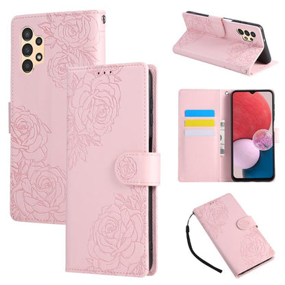 Rose Flower Embossed 3-Card Slots Leather Phone Case, For Samsung Galaxy A73 5G, For Samsung Galaxy A33 5G, For Samsung Galaxy A13 4G / 5G