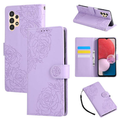 Rose Flower Embossed 3-Card Slots Leather Phone Case, For Samsung Galaxy A73 5G, For Samsung Galaxy A33 5G, For Samsung Galaxy A13 4G / 5G
