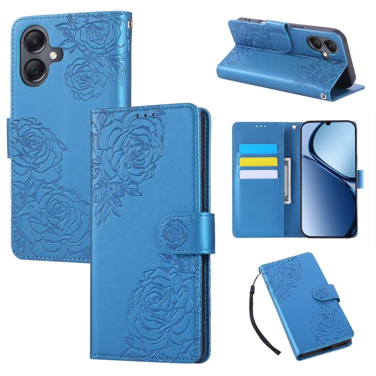 Rose Flower Embossed 3-Card Slots Leather Phone Case, For Samsung Galaxy A07 4G / 5G, For Samsung Galaxy A17 5G, For Samsung Galaxy A06, For Samsung Galaxy A56 5G, For Samsung Galaxy A26 5G, For Samsung Galaxy A36 5G, For Samsung Galaxy A16 5G���������...