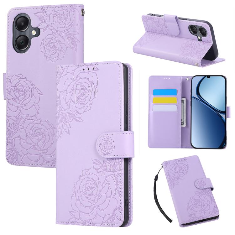 Rose Flower Embossed 3-Card Slots Leather Phone Case, For Samsung Galaxy A07 4G / 5G, For Samsung Galaxy A17 5G, For Samsung Galaxy A06, For Samsung Galaxy A56 5G, For Samsung Galaxy A26 5G, For Samsung Galaxy A36 5G, For Samsung Galaxy A16 5G���������...