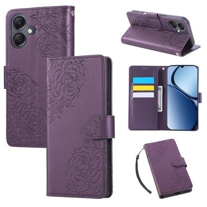 Rose Flower Embossed 3-Card Slots Leather Phone Case, For Samsung Galaxy A07 4G / 5G, For Samsung Galaxy A17 5G, For Samsung Galaxy A06, For Samsung Galaxy A56 5G, For Samsung Galaxy A26 5G, For Samsung Galaxy A36 5G, For Samsung Galaxy A16 5G���������...