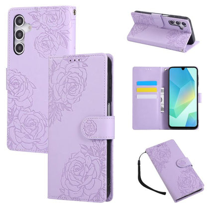 Rose Flower Embossed 3-Card Slots Leather Phone Case, For Samsung Galaxy A07 4G / 5G, For Samsung Galaxy A17 5G, For Samsung Galaxy A06, For Samsung Galaxy A56 5G, For Samsung Galaxy A26 5G, For Samsung Galaxy A36 5G, For Samsung Galaxy A16 5G���������...