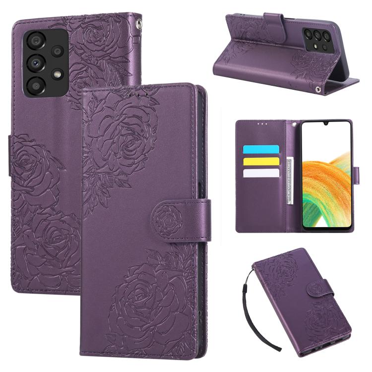 Rose Flower Embossed 3-Card Slots Leather Phone Case, For Samsung Galaxy A07 4G / 5G, For Samsung Galaxy A17 5G, For Samsung Galaxy A06, For Samsung Galaxy A56 5G, For Samsung Galaxy A26 5G, For Samsung Galaxy A36 5G, For Samsung Galaxy A16 5G���������...