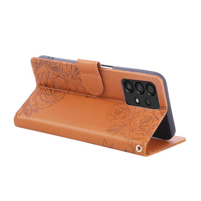 Rose Flower Embossed 3-Card Slots Leather Phone Case, For Samsung Galaxy A73 5G, For Samsung Galaxy A33 5G, For Samsung Galaxy A13 4G / 5G